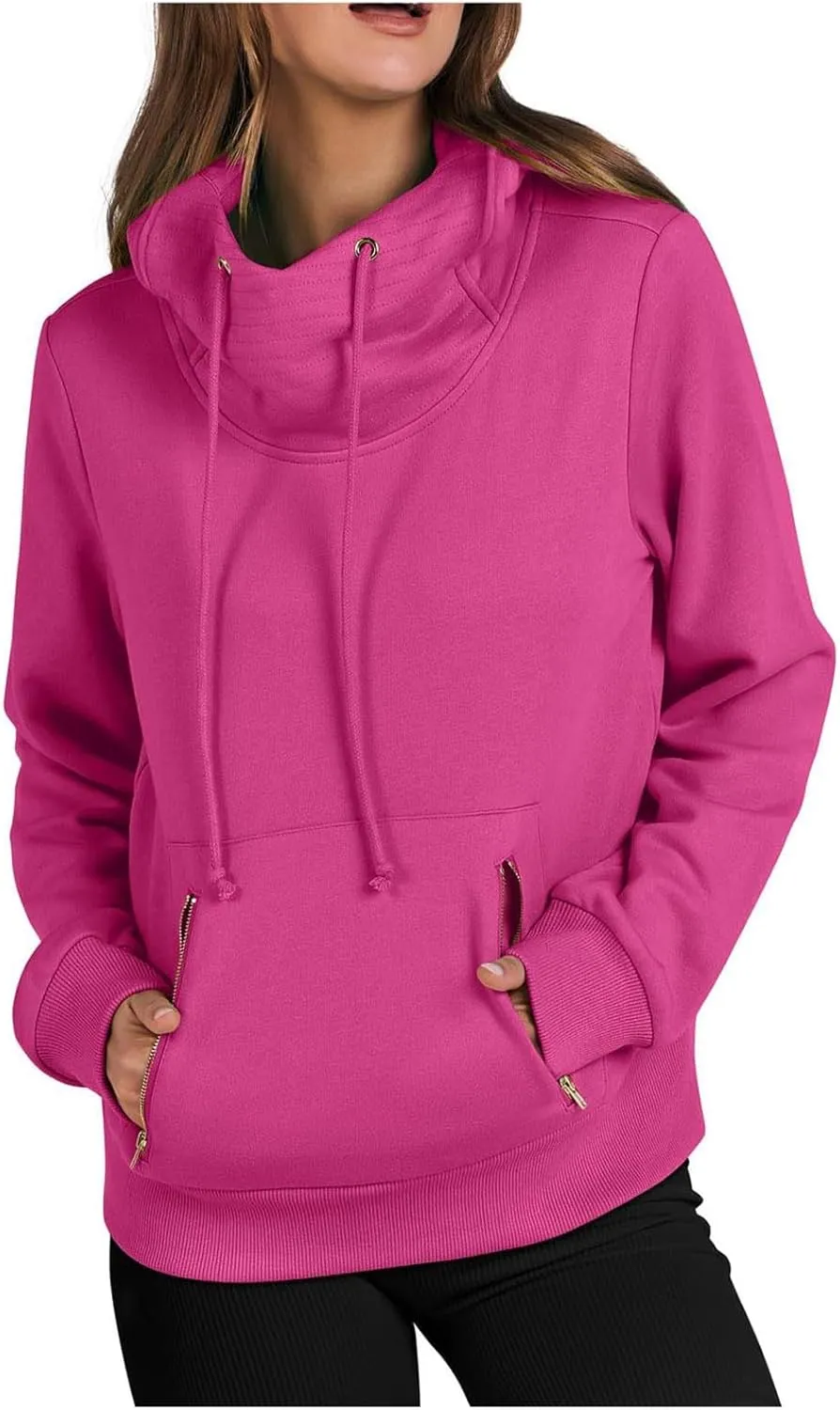 Women's Oversized Hoodies,2024 Casual Crew Neck Long Sleeve Fleece Sweatshirts,Pullover Sweaters Tunic Cute Winter
