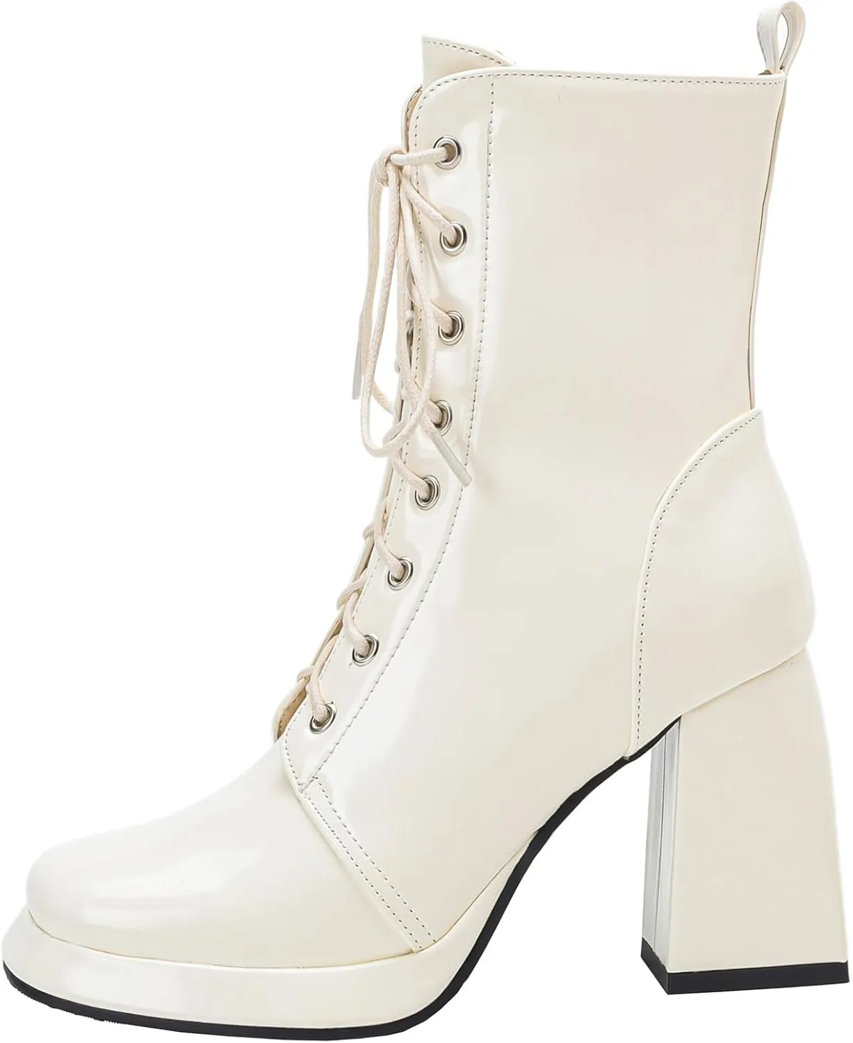 Women's Platform Combat Boots Chunky Heel Ankle Boots Zipper Booties