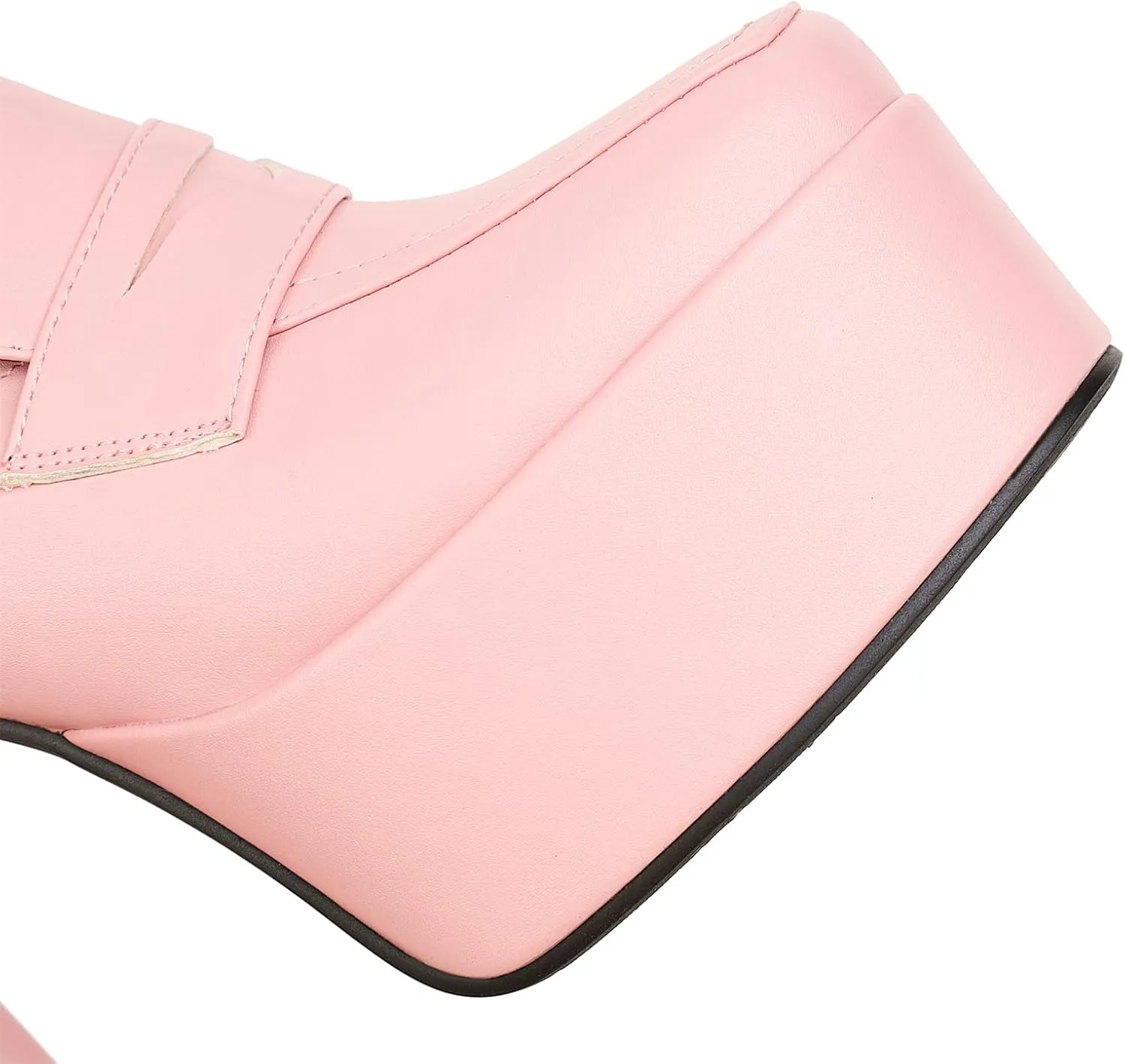 Women's Platform Square Closed Toe Pumps Pull-On Loafers Comfortable Chunky High Heels Office Concise Cosplay Work Casual Student Dating Daily Wear Fashion Business Dress Shoes