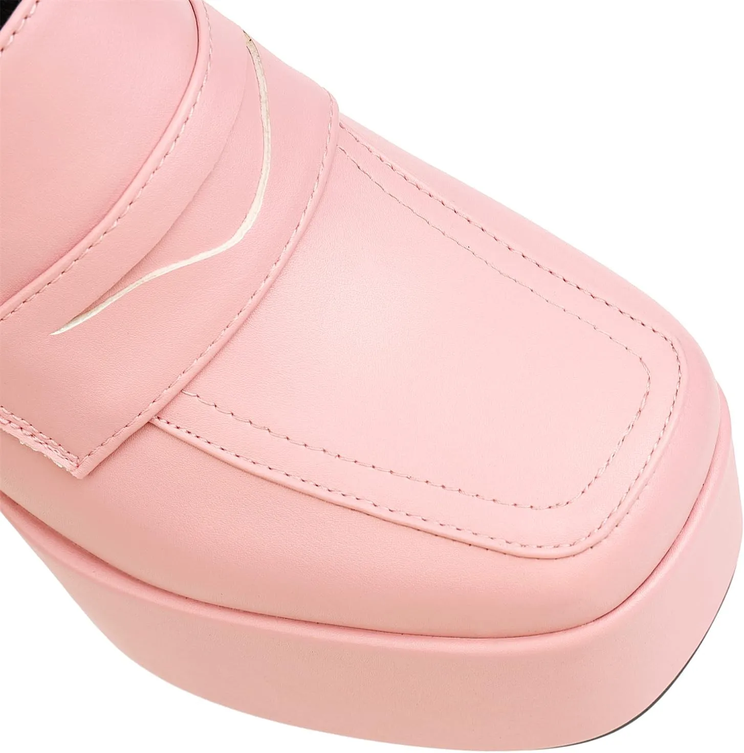 Women's Platform Square Closed Toe Pumps Pull-On Loafers Comfortable Chunky High Heels Office Concise Cosplay Work Casual Student Dating Daily Wear Fashion Business Dress Shoes