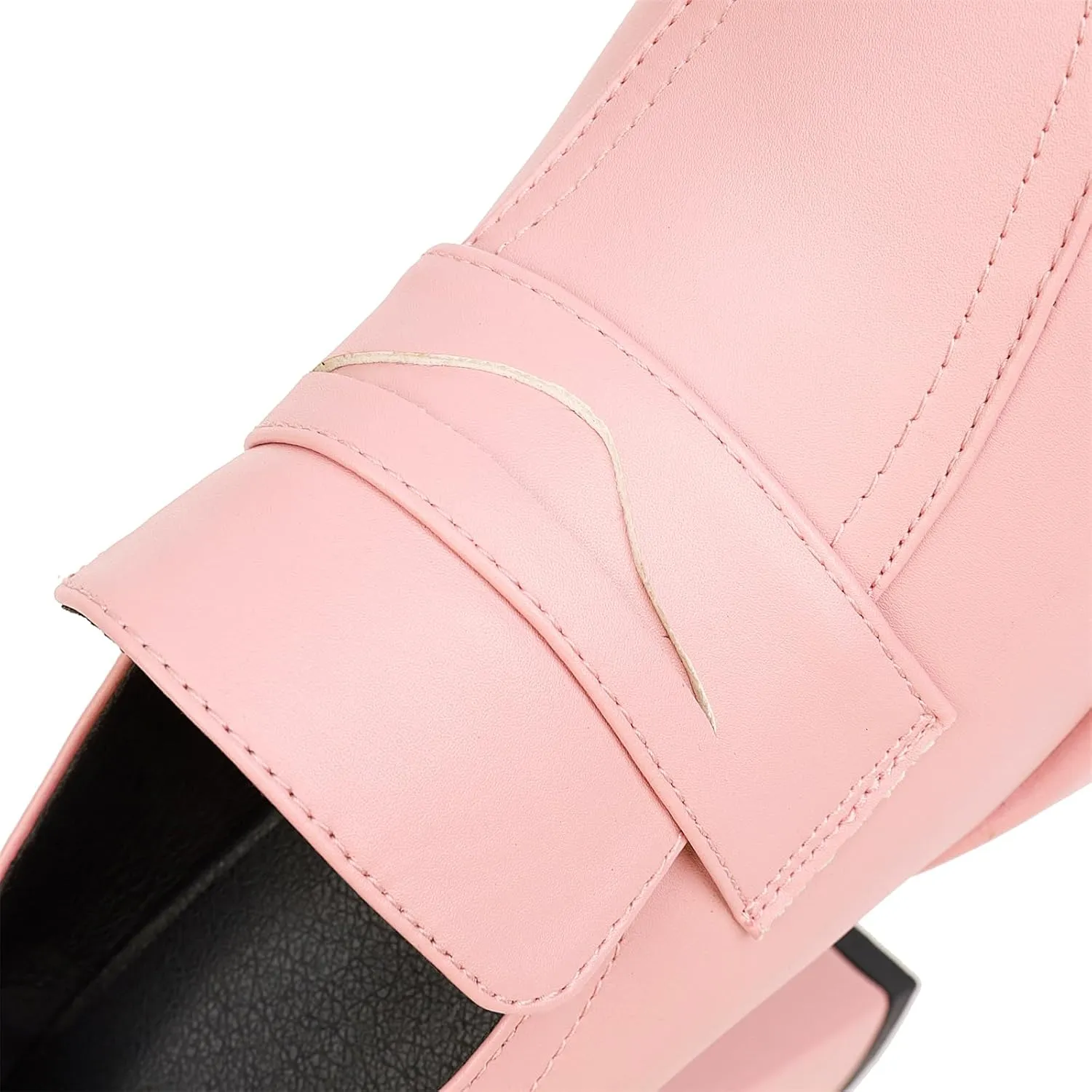 Women's Platform Square Closed Toe Pumps Pull-On Loafers Comfortable Chunky High Heels Office Concise Cosplay Work Casual Student Dating Daily Wear Fashion Business Dress Shoes