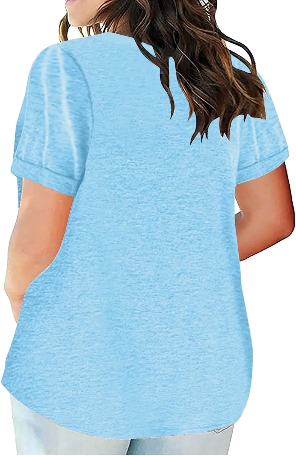 Women's Plus Size Summer Tops Short Sleeve Casual Shirt Vacation Basic Tees Loose Fit V Neck T Shirts Dressy Blouses