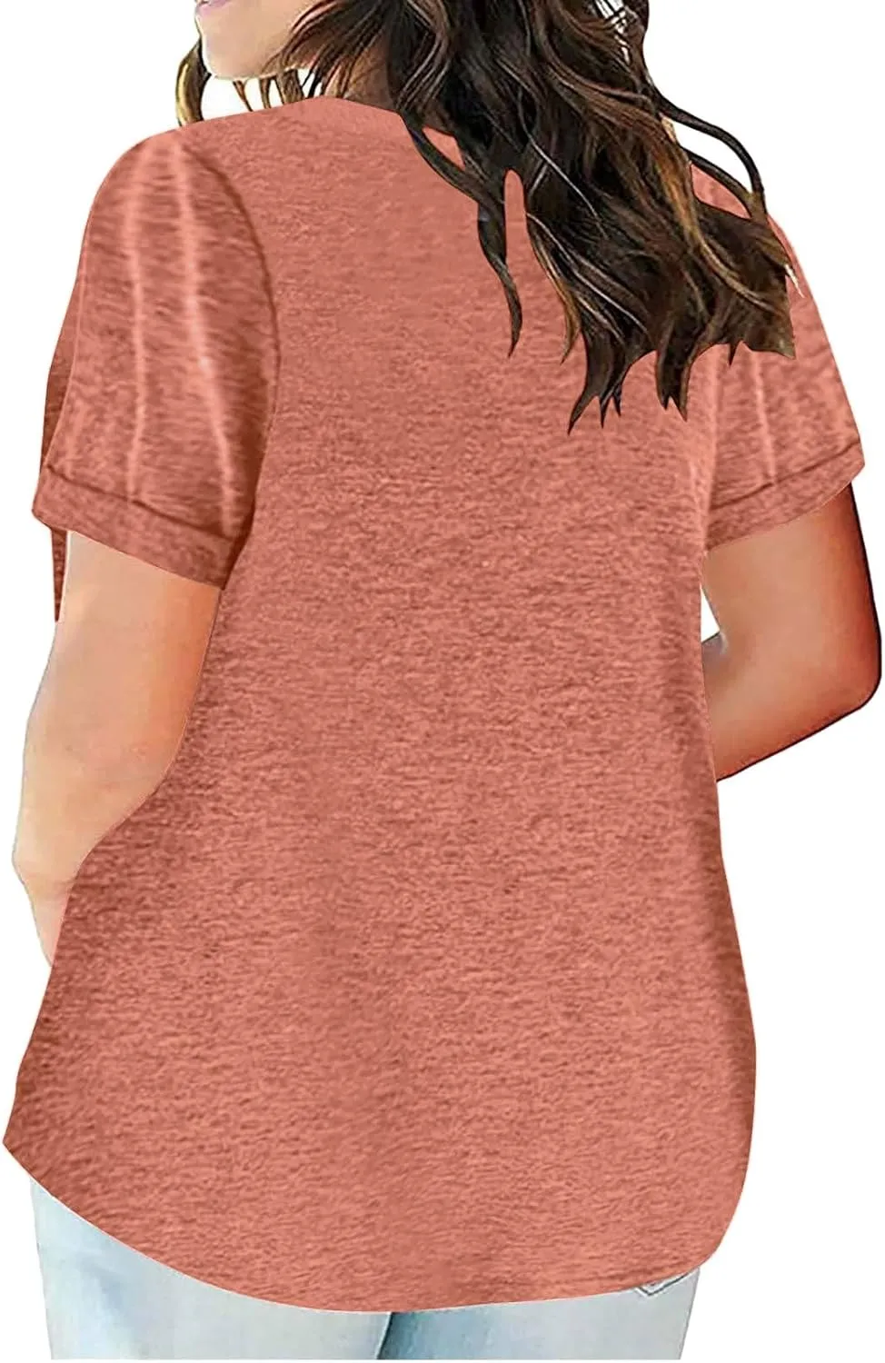 Women's Plus Size Summer Tops Short Sleeve Casual Shirt Vacation Basic Tees Loose Fit V Neck T Shirts Dressy Blouses