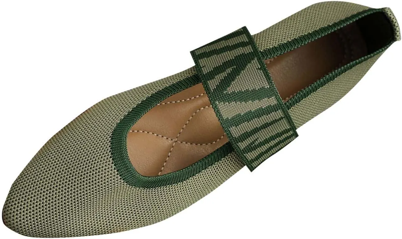 Womens Pointed Toe Flats Knit Dress Shoes Comfort Women Shoes Slip On Shoes Classic Softable Shoes Business Work Shoes