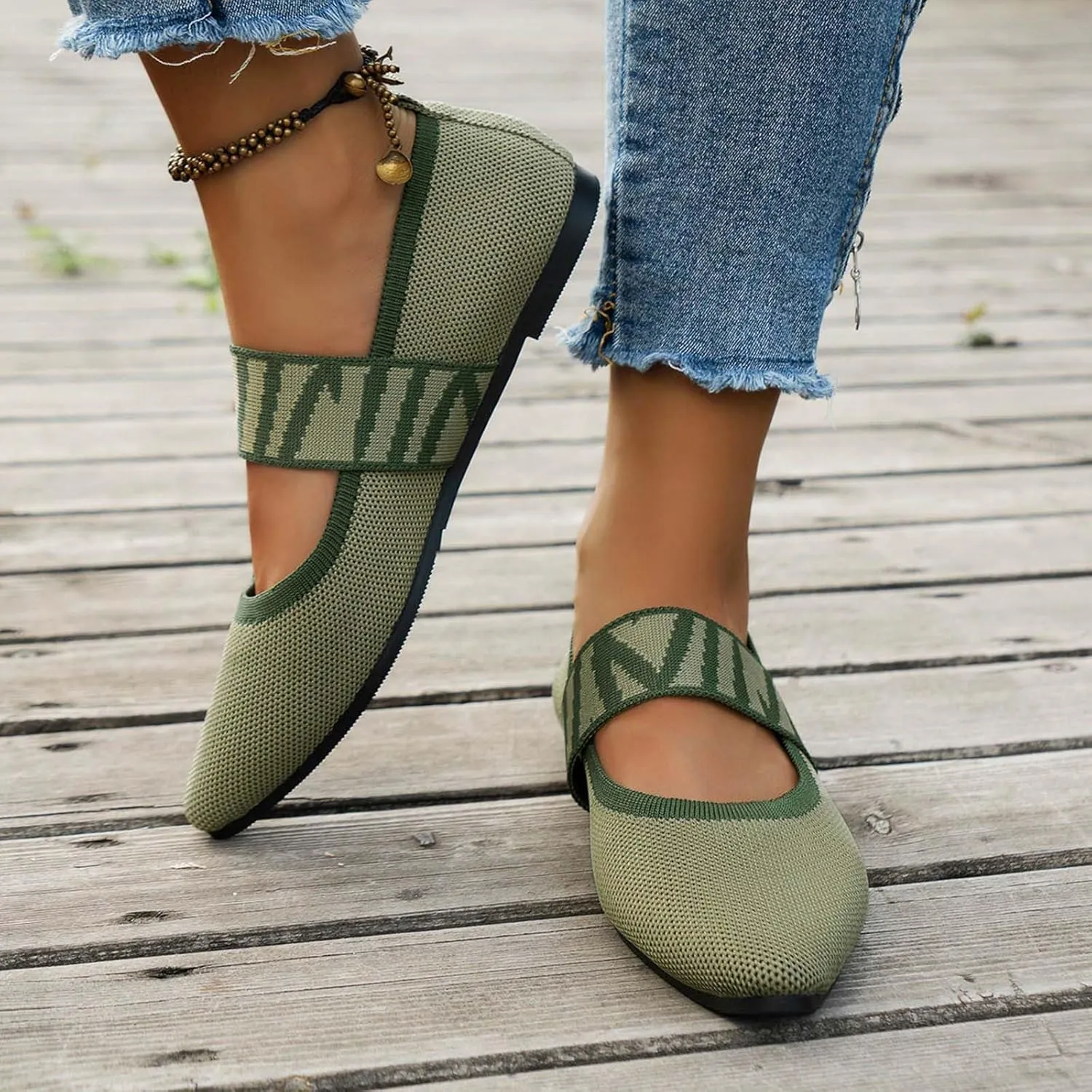 Womens Pointed Toe Flats Knit Dress Shoes Comfort Women Shoes Slip On Shoes Classic Softable Shoes Business Work Shoes