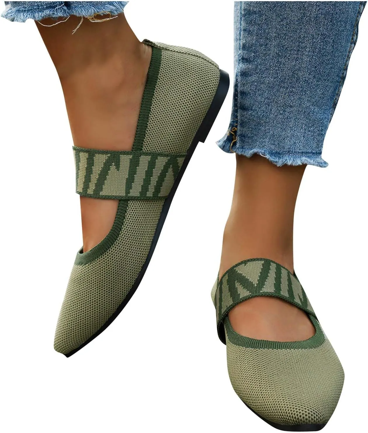 Womens Pointed Toe Flats Knit Dress Shoes Comfort Women Shoes Slip On Shoes Classic Softable Shoes Business Work Shoes