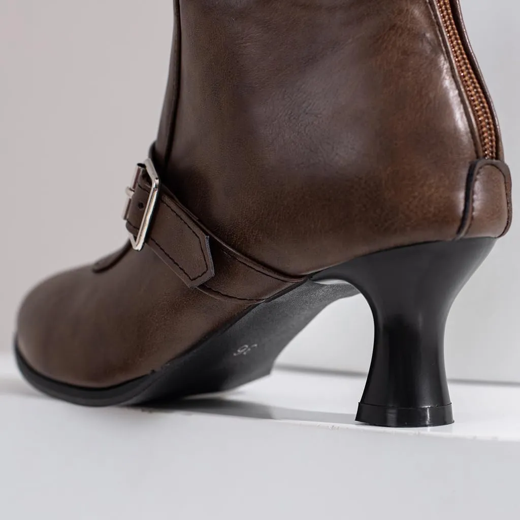 Women's Pointed Toe Kitten Low Heels Ankle Booties Buckle Zipper Winter Elegant Dressy Short Boots