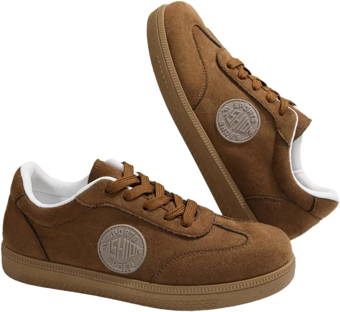 Women’s Retro Casual Sneakers – Faux Suede Fashion Skate Shoes with Rubber Sole, Lace-Up Design, and Street Style Look – Comfortable Everyday Walking Trainers for Travel, Campus & City Wear