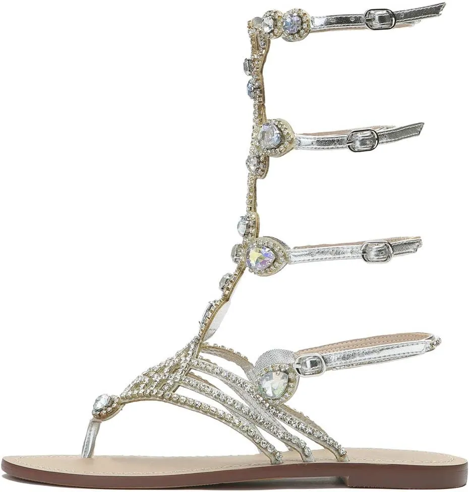 Women's Rhinestone Gladiator Sandals Stylish Flats for Summer Beach Weddings