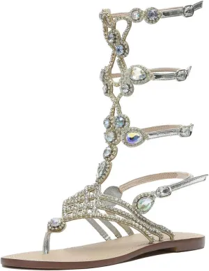 Women's Rhinestone Gladiator Sandals Stylish Flats for Summer Beach Weddings