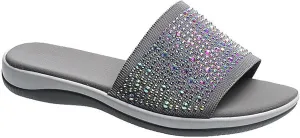 Women's Rhinestones Knit Platform Slides Sandals Fashion Comfortable Soft Bottom Open Toe Slip On Summer Walking Slippers for Indoor Outdoor Beach Party Daily Wear