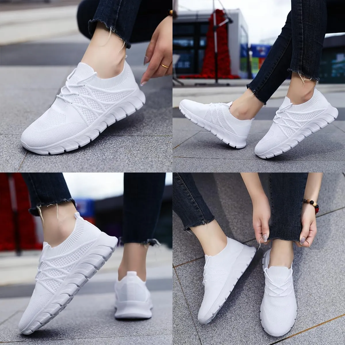 Womens Running Shoes Casual Slip on Breathable Lightweight Walking Tennis Sneakers Comfortable Fashion Athletic Sports Gym Trainers