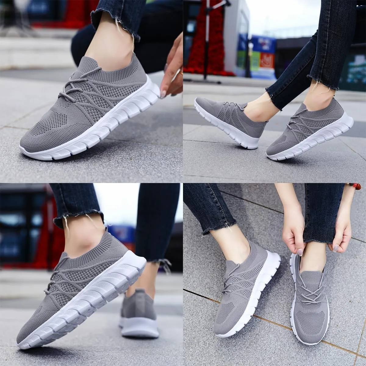Womens Running Shoes Casual Slip on Breathable Lightweight Walking Tennis Sneakers Comfortable Fashion Athletic Sports Gym Trainers