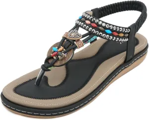 Womens Sandals Comfort Summer Shoes Bohemian Outdoor Beach Walking Flat Sandals