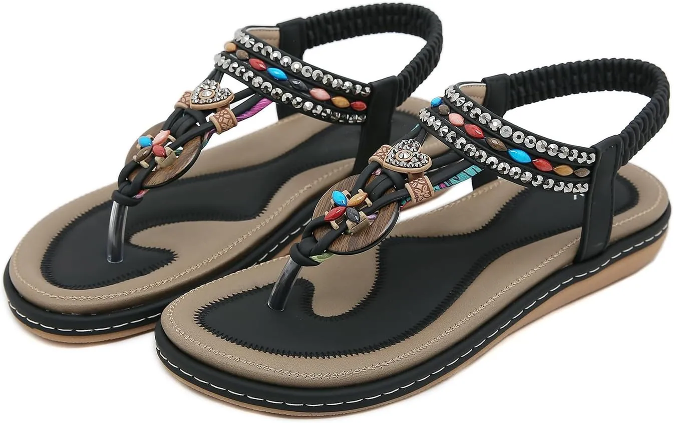 Womens Sandals Comfort Summer Shoes Bohemian Outdoor Beach Walking Flat Sandals