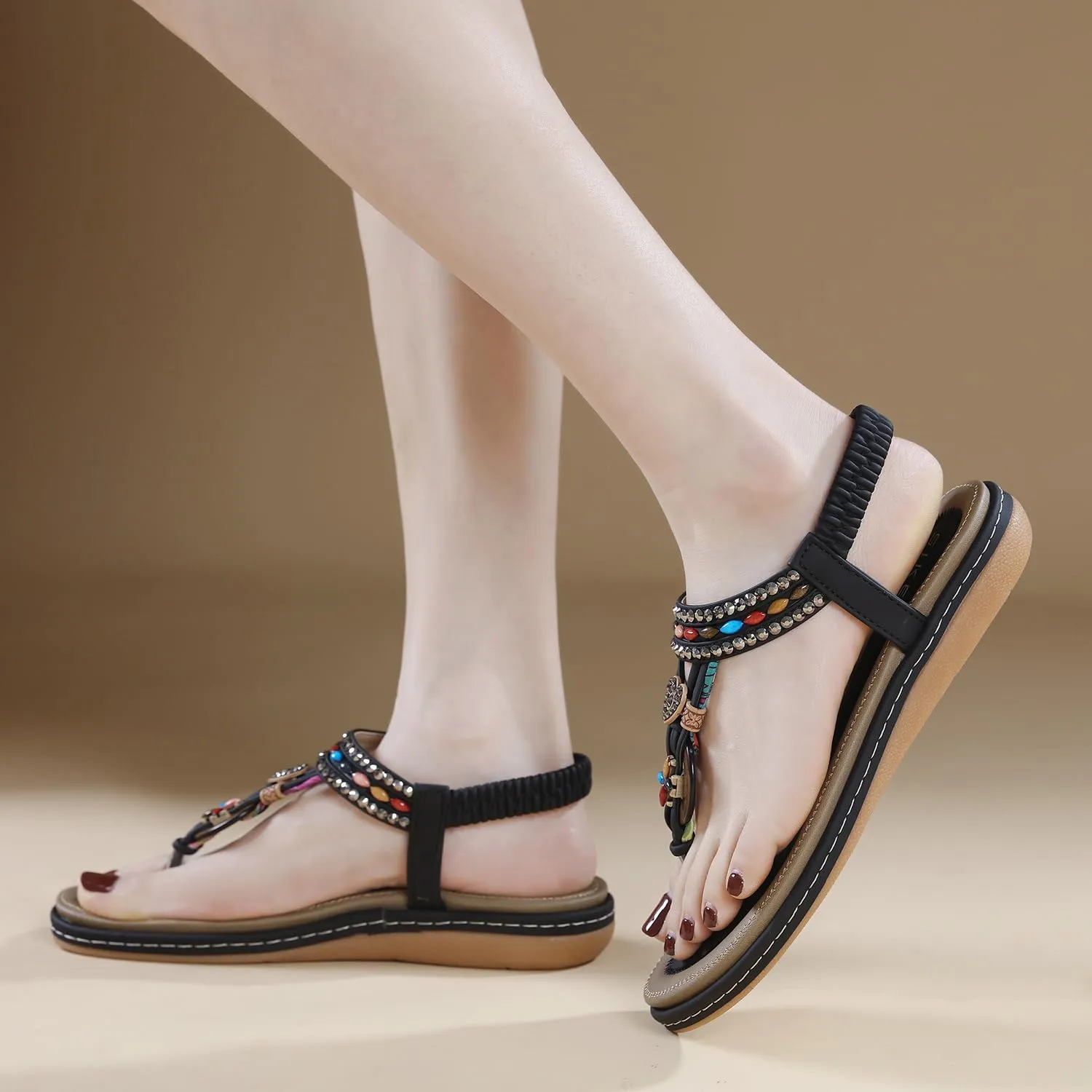 Womens Sandals Comfort Summer Shoes Bohemian Outdoor Beach Walking Flat Sandals
