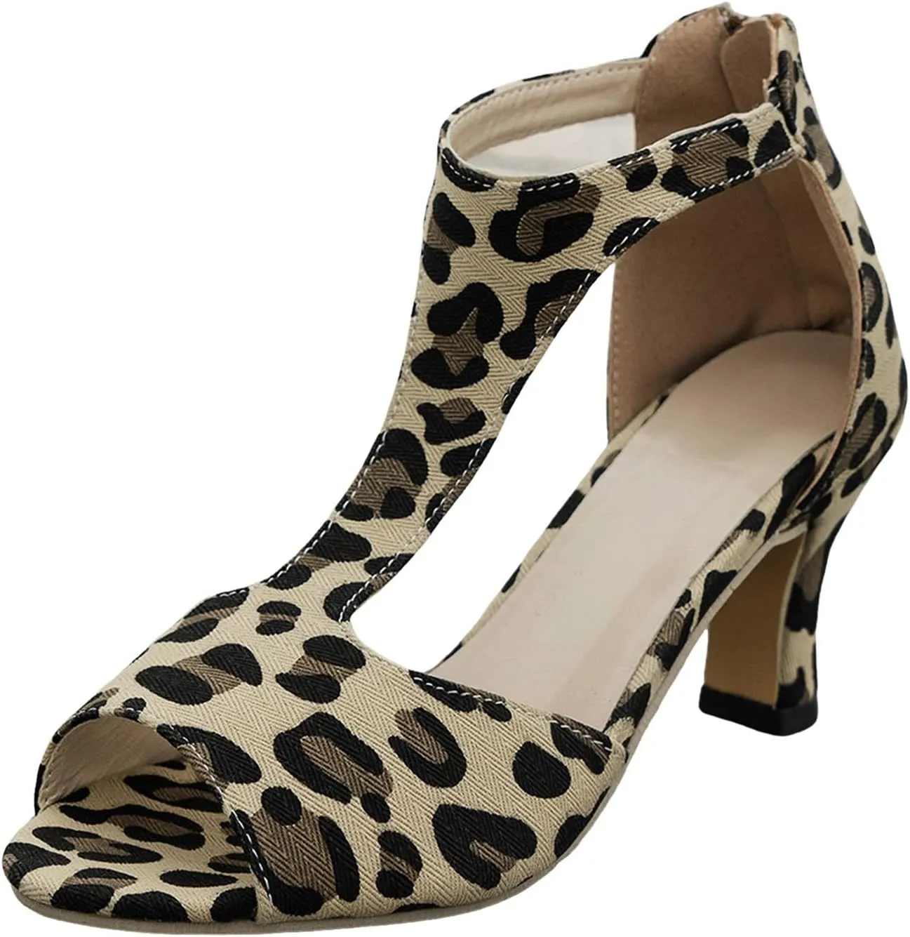 Womens Sandals Comfortable High Heels Dressy Sandals with Ankle Strap Back Zipper