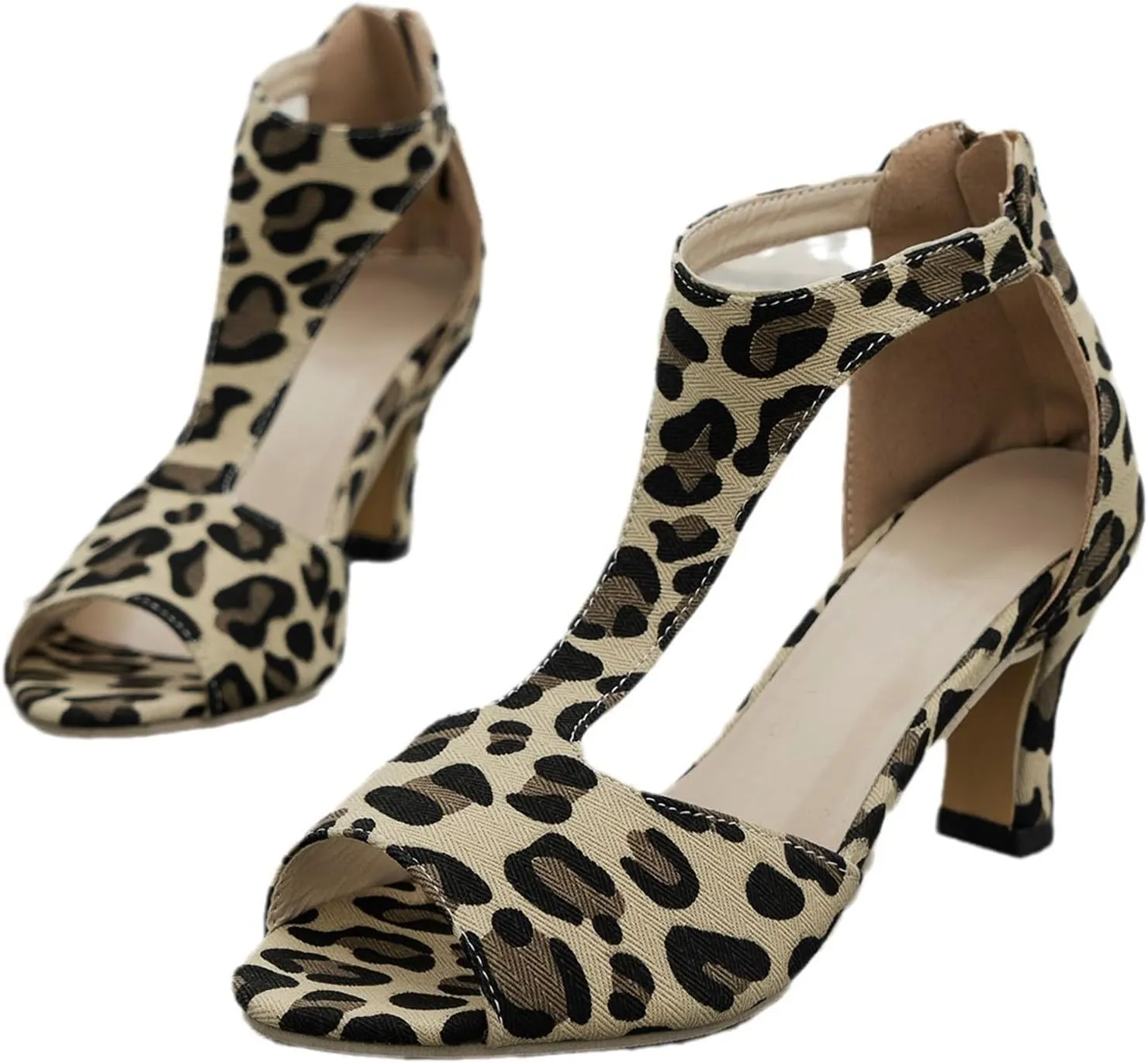 Womens Sandals Comfortable High Heels Dressy Sandals with Ankle Strap Back Zipper
