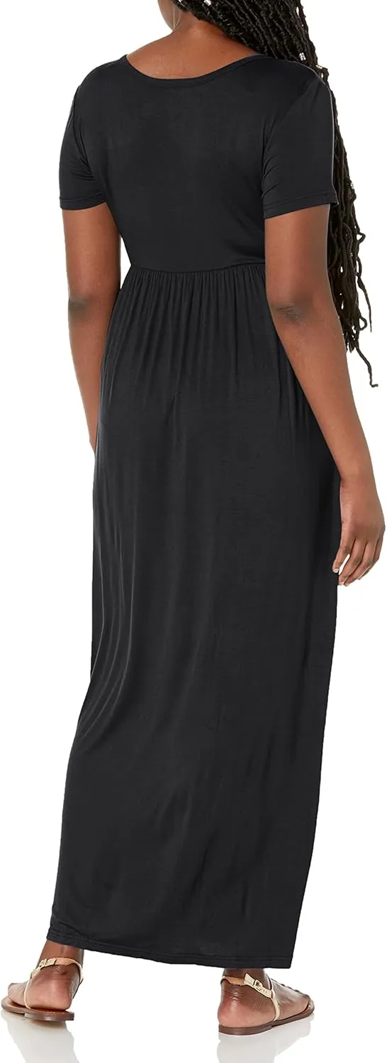 Women's Short/Long Sleeve Loose Plain Long Maxi Casual Dresses with Pockets