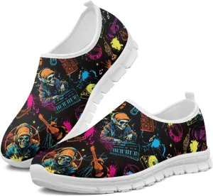 Women's Skull Sneaker Casual Low Top Running Sneaker Outdoor Breathable Slip On Lightweight Soft Shoes for Women