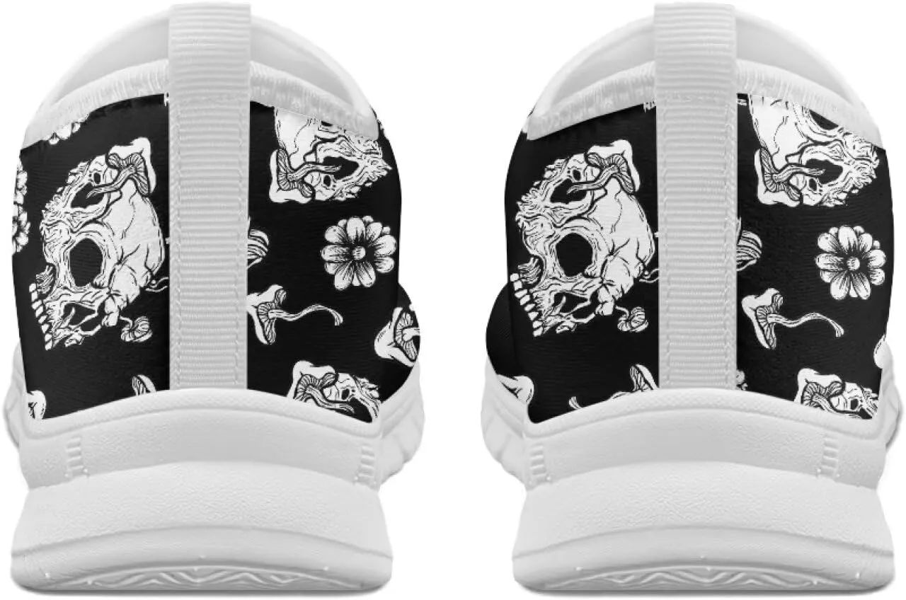 Women's Skull Sneaker Casual Low Top Running Sneaker Outdoor Breathable Slip On Lightweight Soft Shoes for Women