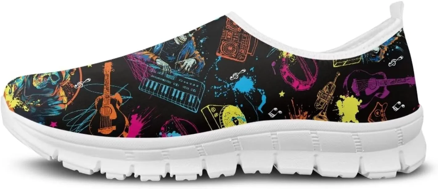 Women's Skull Sneaker Casual Low Top Running Sneaker Outdoor Breathable Slip On Lightweight Soft Shoes for Women