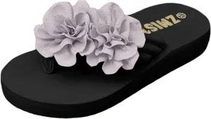 Women's Slide Sandals Women's Solid Color Flower Decoration Flip Flops Spring And Summer Fashionable Outdoor Beach
