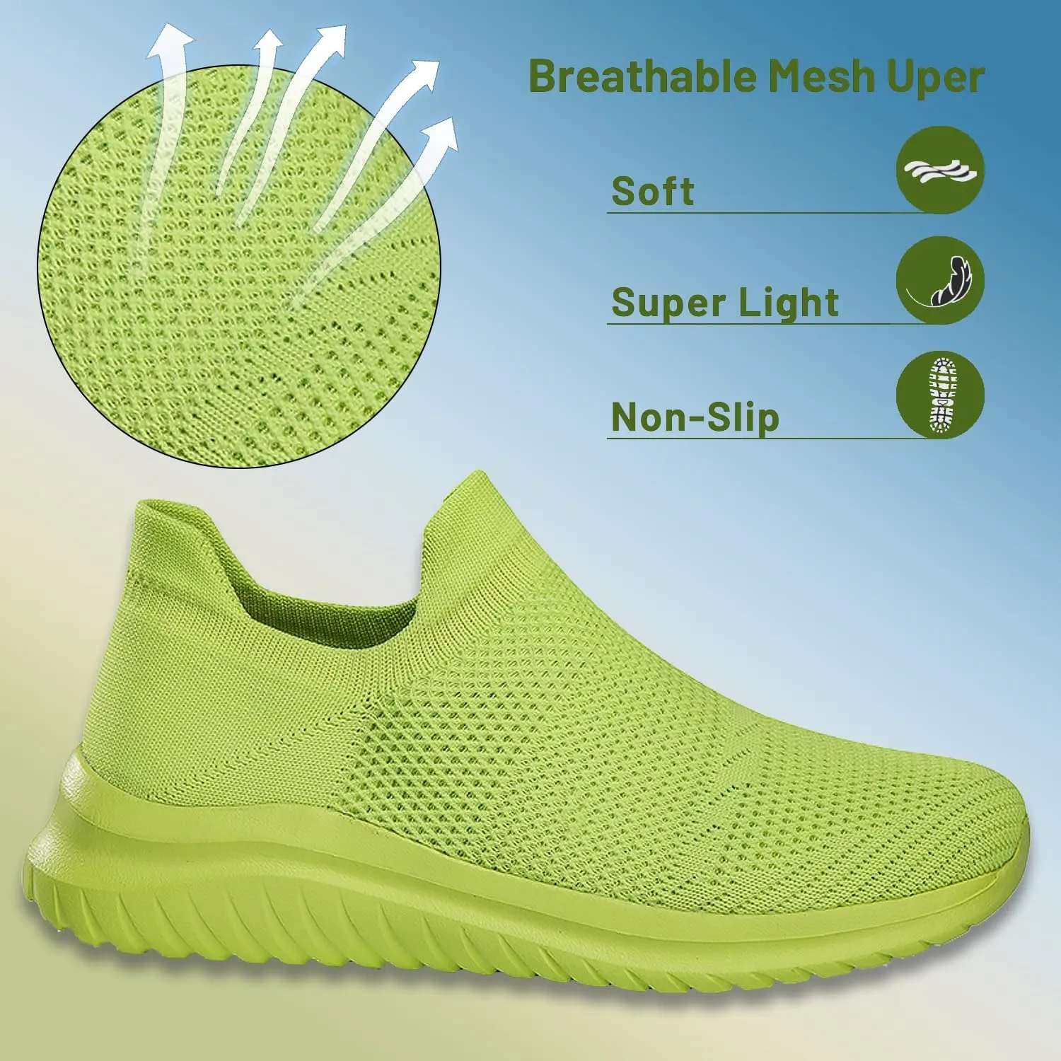 Women's Slip On Sneakers Women, Non Slip Work Shoes Comfortable Lightweight Breathable Casual Shoes for Walking Travel Work