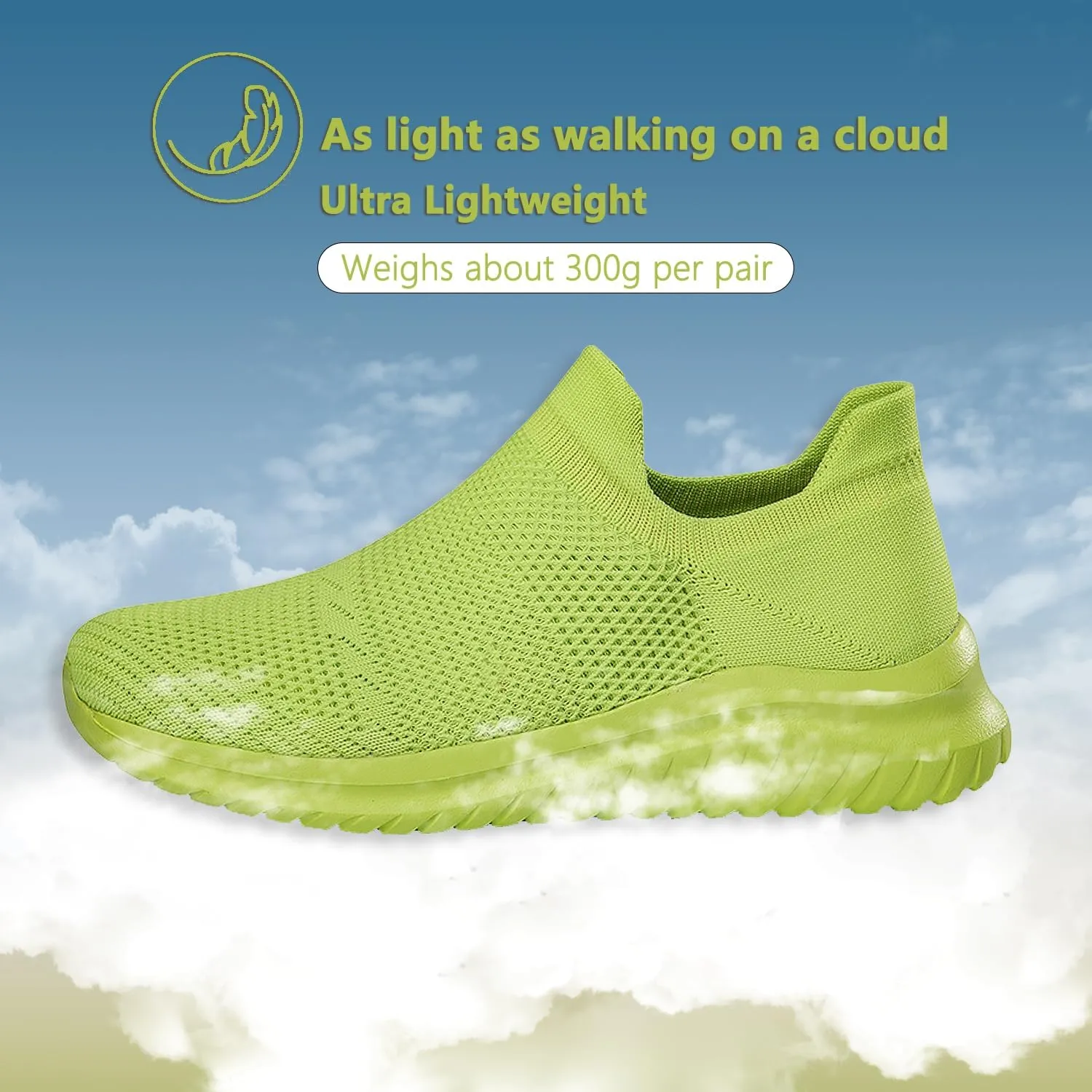 Women's Slip On Sneakers Women, Non Slip Work Shoes Comfortable Lightweight Breathable Casual Shoes for Walking Travel Work