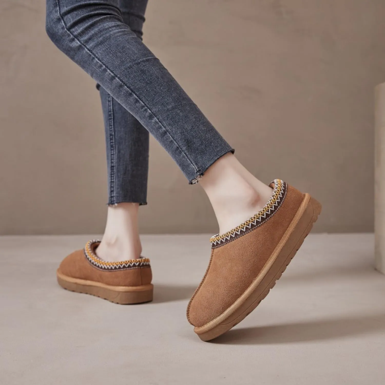 Women's Slipper Platform Indoor Slippers Mini Boots Slip on Fur Fleece Lined Suede Comfy Fur Fleece Lined Short Ankle Boots