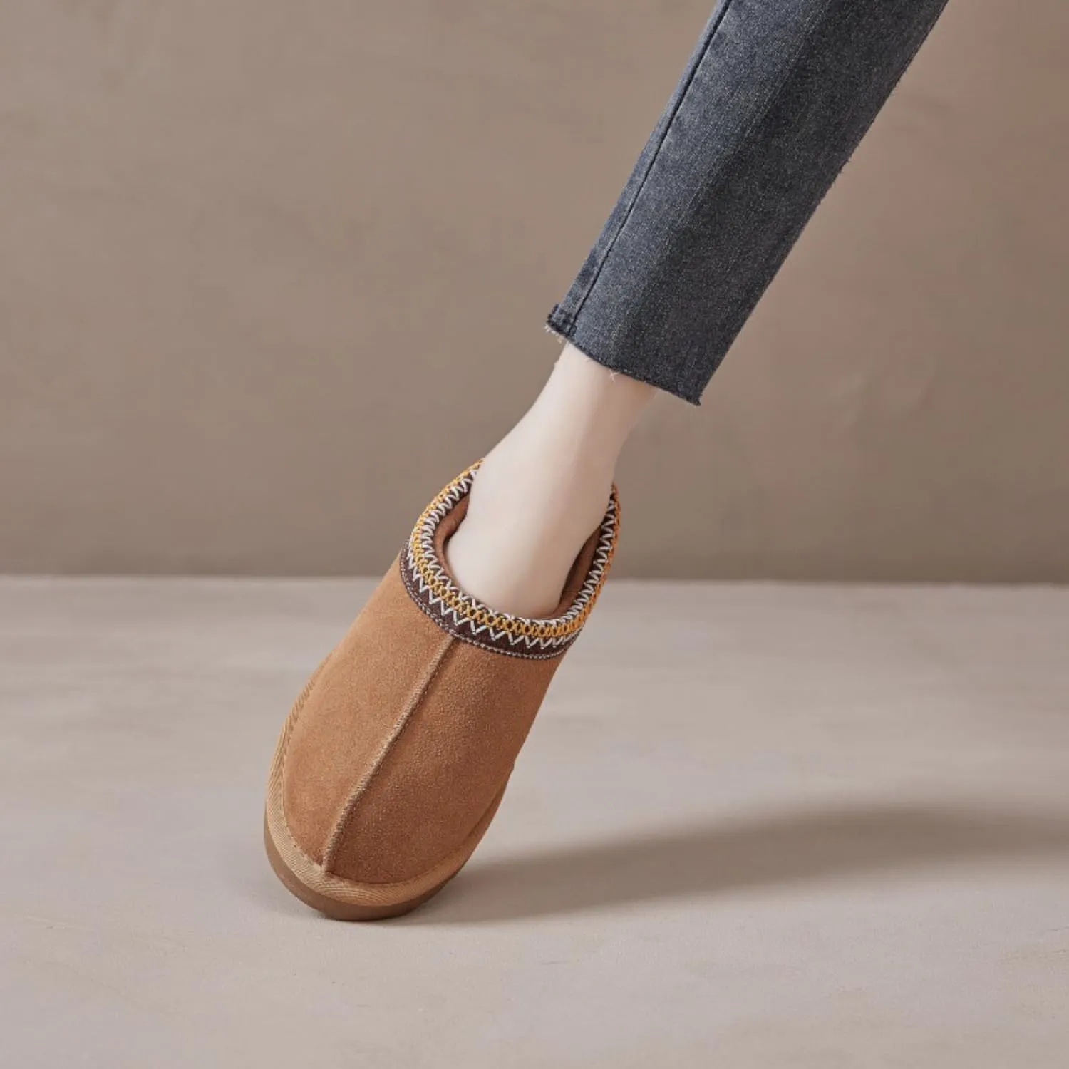 Women's Slipper Platform Indoor Slippers Mini Boots Slip on Fur Fleece Lined Suede Comfy Fur Fleece Lined Short Ankle Boots