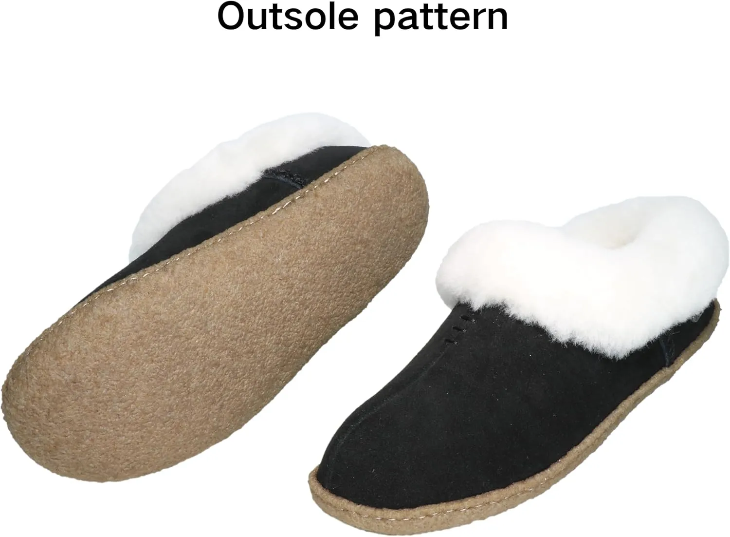 Women's Slippers Cow Suede Upper Sheepskin Collar Rubber Outsole Indoor/Outdoor