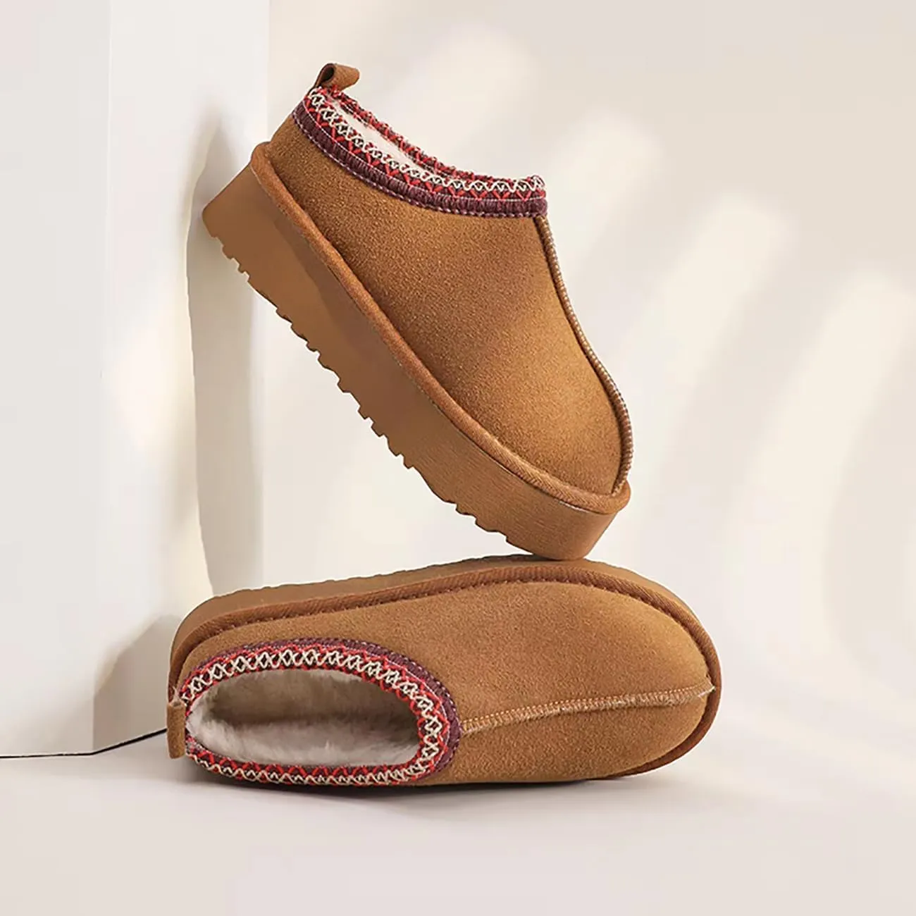 Women's Slippers Indoor & Outdoor Plush Lined Sneakers, Mini Slippers With Non-Slip Suede Ankle Boots