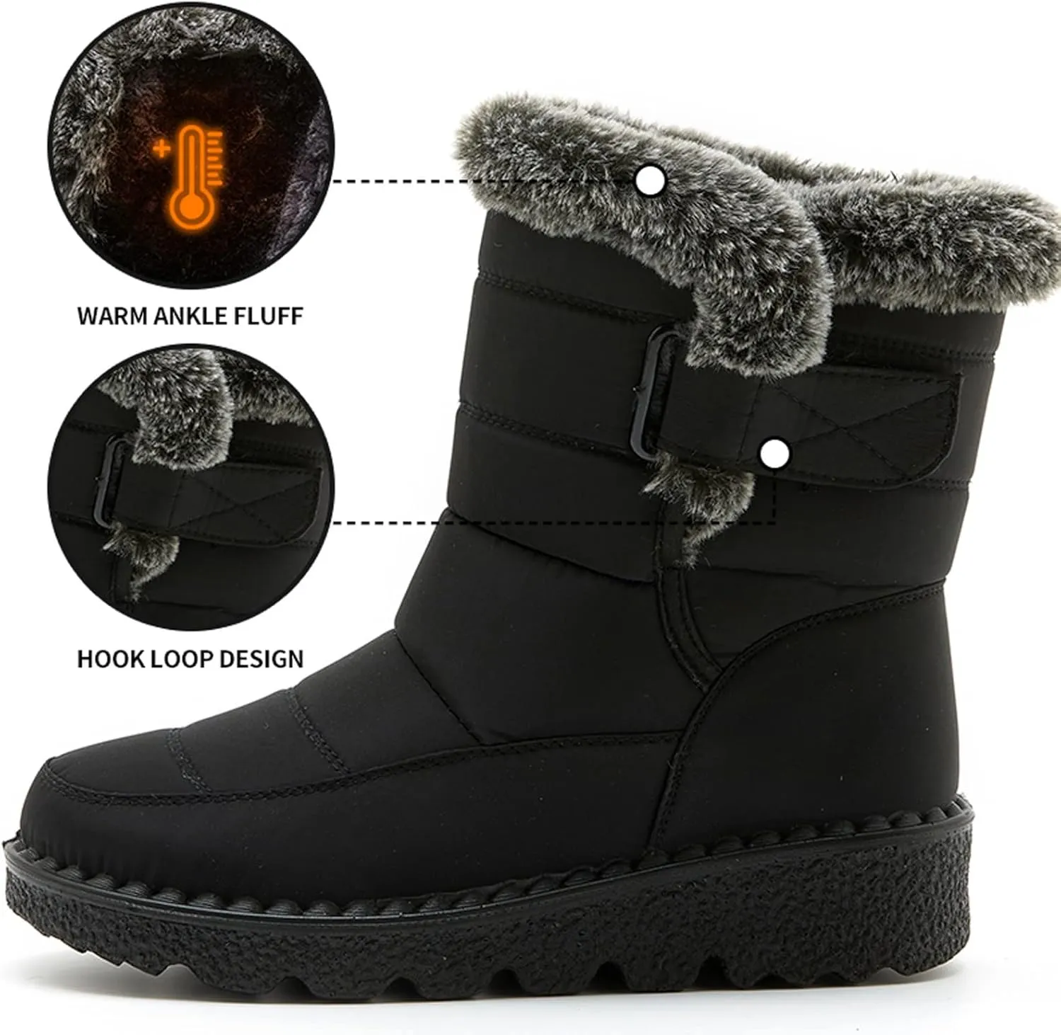 Womens Snow Boots Black Snow Boots for Ladies Indoor Outdoor Womens Winter Snow Boots Women Ankle Booties Womens Winter Boot Slip On Black Boots for Women Mens Snow Booties