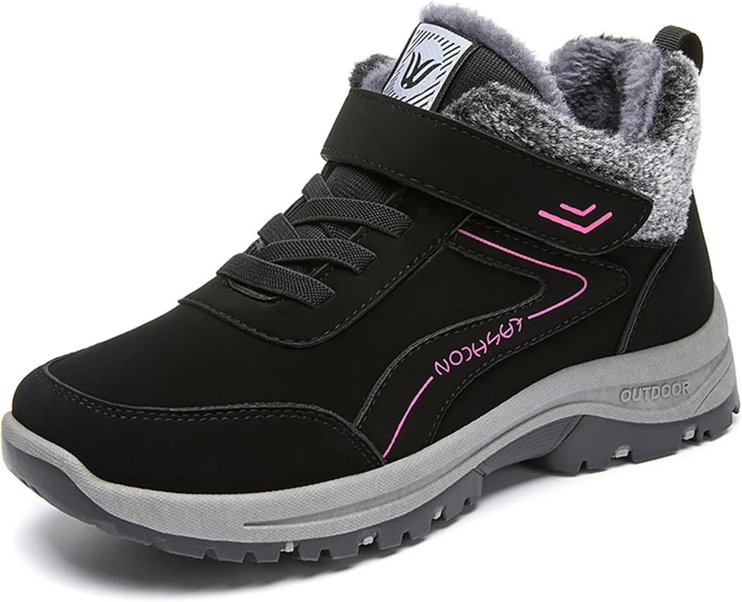 Womens Snow Boots Winter Shoes with Warm Fur Lined Waterproof Thermal Ankle Booties Comfortable Outdoor Anti Slip Shoe Hook Loop