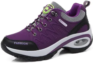 Women's Suede Leather Lace up Orthopedic Hiking Shoes air Cushion Cushioning Non-Slip Comfortable Low Top Waterproof Walking Trekking Sneakers Outdoor Camping Tennis Sport Shoes