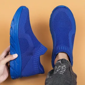 Women's Trendy Solid Woven Knit Sock Shoes, Comfy Non Slip Breathable Soft Sole Sneakers for Women Outdoor Activities