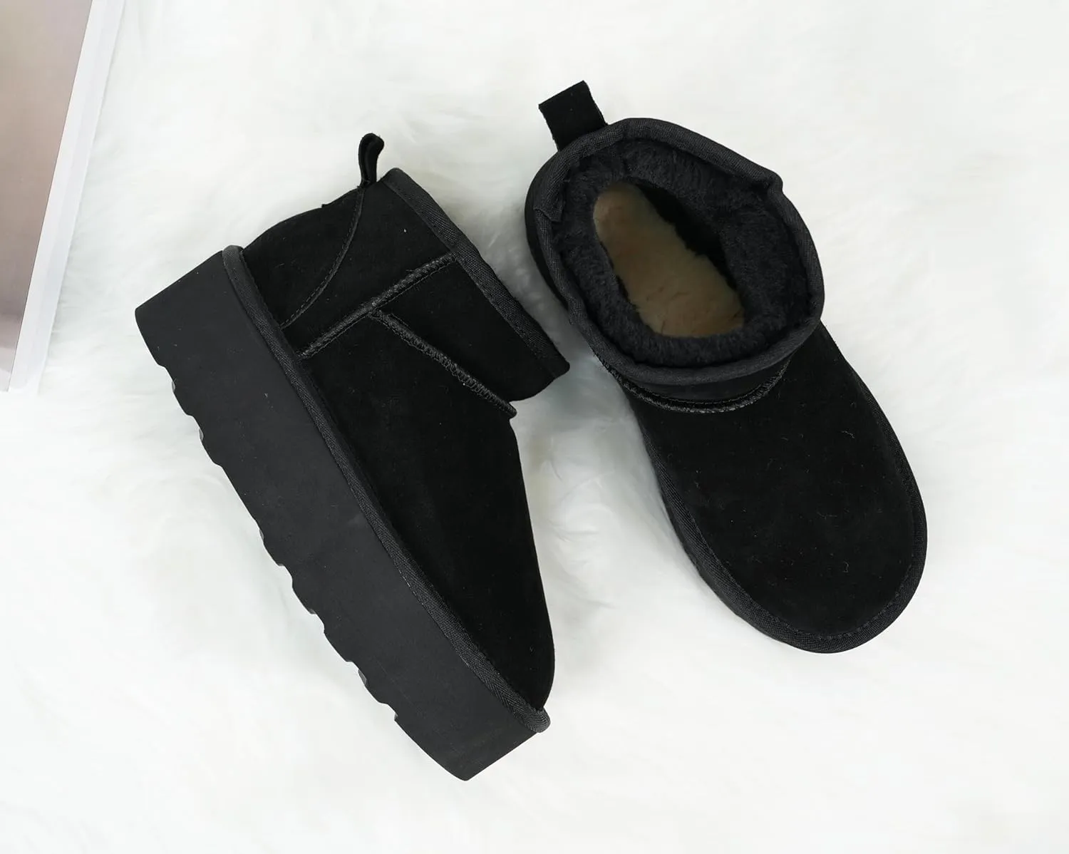 Women's Ultra Mini Platform Fashion Boot Classic Short Ankle Boot Cloud Warm Fur Lined Snow Boots Anti-Slip Winter Boots for Outdoor,Size: 5.5-11 US