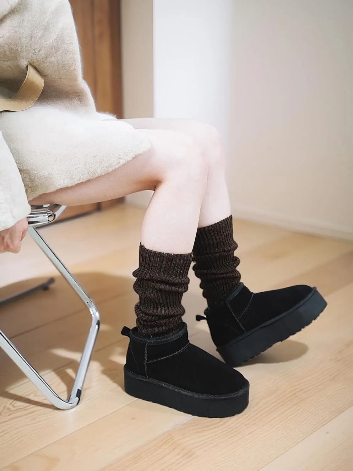 Women's Ultra Mini Platform Fashion Boot Classic Short Ankle Boot Cloud Warm Fur Lined Snow Boots Anti-Slip Winter Boots for Outdoor,Size: 5.5-11 US
