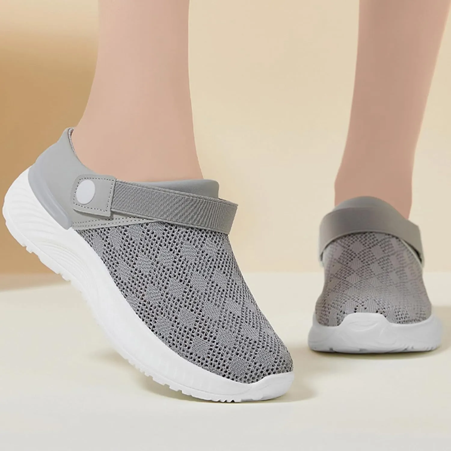 Womens Walking Mules Sneakers Open Back Slip On Shoes Lightweight Breathable Mesh Sandals Summer Orthotic Walking Slippers with Plantar Fasciitis Soles Recovery Slippers for Sports Outdoor