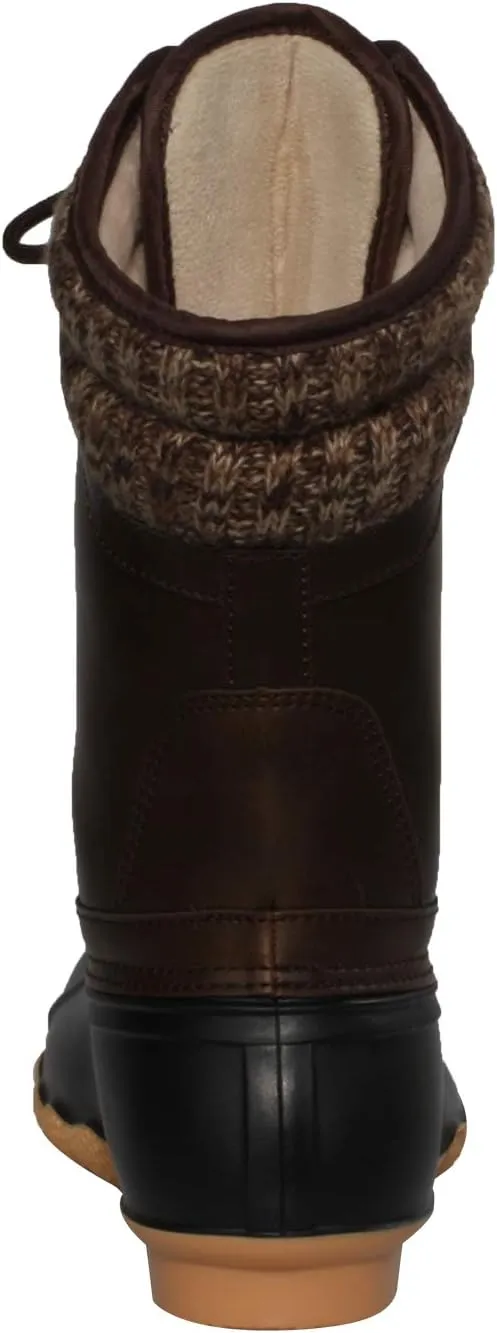 Women's Waterproof Duck Boots Rubber Two Tone Mix Media Skimmers Winter Rain Snow Mid Calf Boots