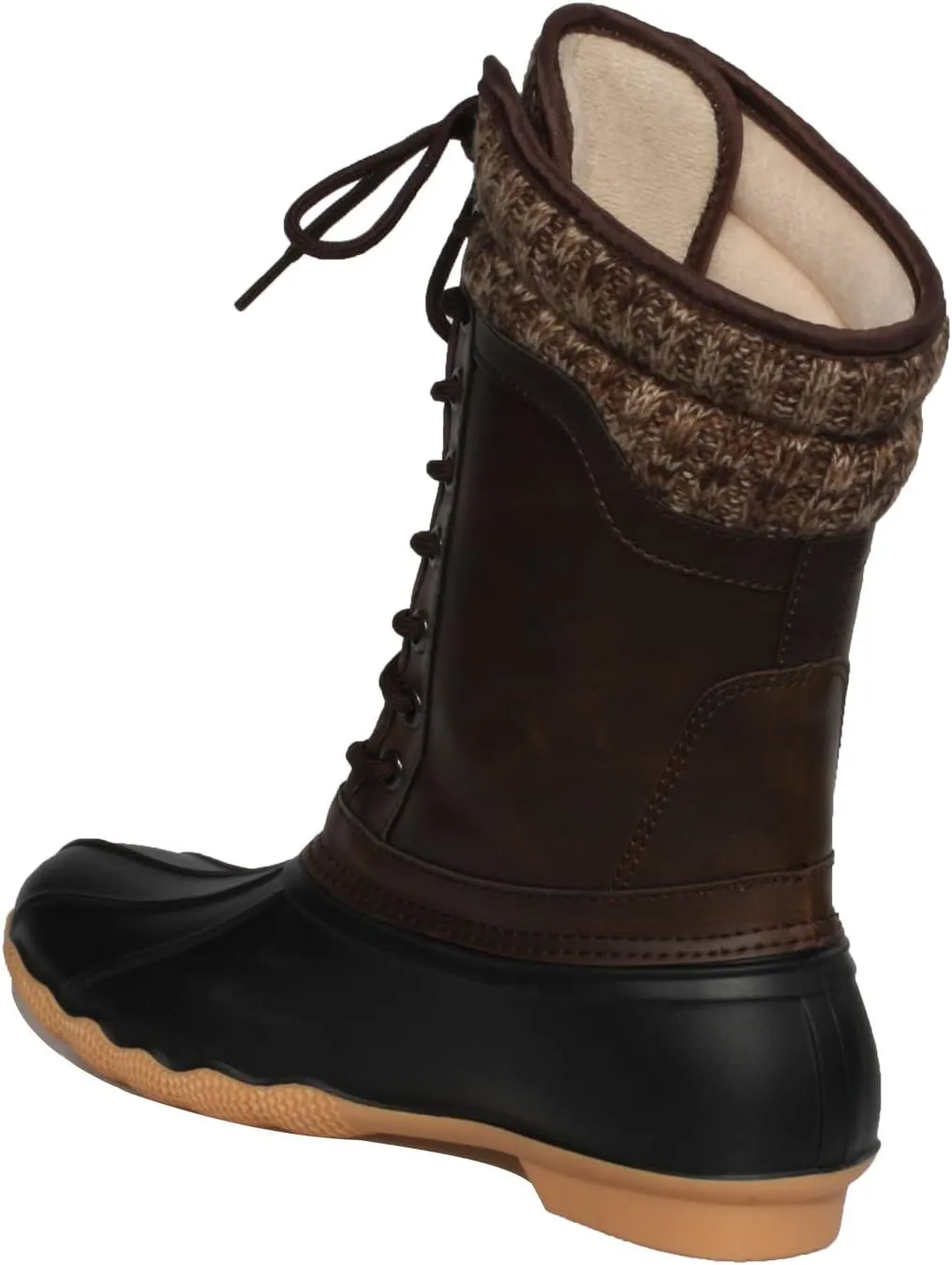 Women's Waterproof Duck Boots Rubber Two Tone Mix Media Skimmers Winter Rain Snow Mid Calf Boots