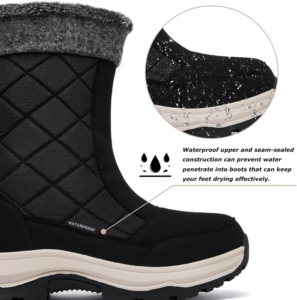 Women's Waterproof Winter Snow Boots Warm Comfortable with Side Zipper - 2025 Fashion Lightweight Hiking boots for Cold Weather Insulated Mid Calf Military Booties