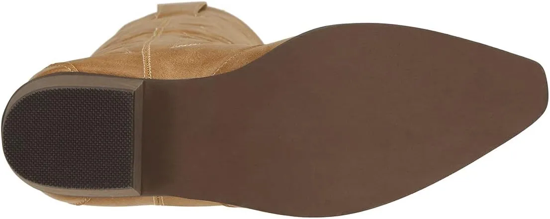 Womens Western Cowgirl Cowboy Boots Mid Calf Snip Toe Fashion Shoes