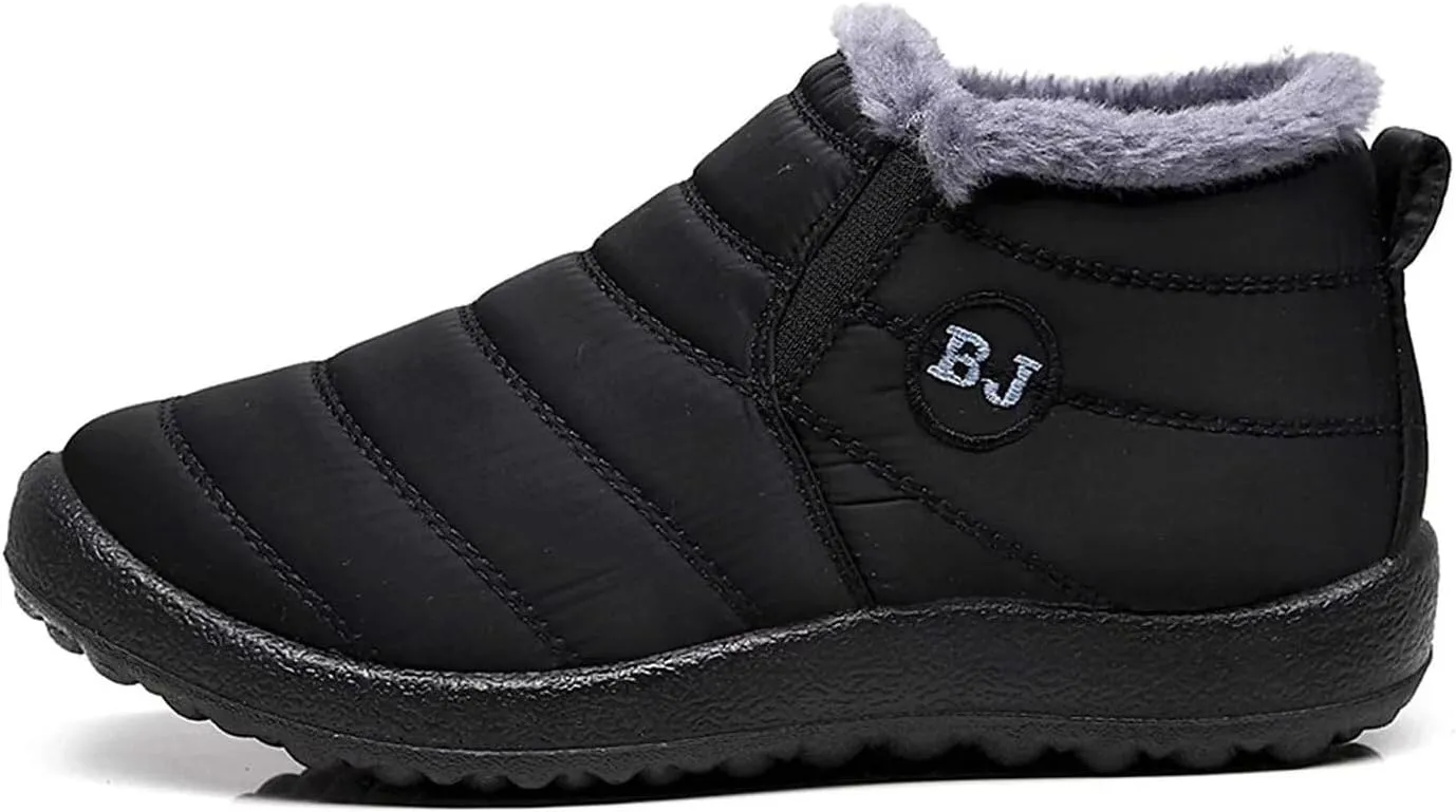Women's Winter Snow Boots Ankle Booties Slip-Ons Shoes Lightweight Waterproof Warm Fur Lining