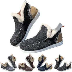 Womens Winter Soft Plush Slip-on Sneakers for Cozy Feet, Warm Cozy Micro Suede Slipper Boots, Non Slip Orthopedic Winter Slippers