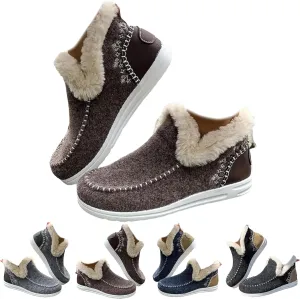 Womens Winter Soft Plush Slip-on Sneakers for Cozy Feet, Warm Cozy Micro Suede Slipper Boots, Non Slip Orthopedic Winter Slippers