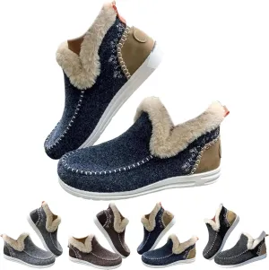 Womens Winter Soft Plush Slip-on Sneakers for Cozy Feet, Warm Cozy Micro Suede Slipper Boots, Non Slip Orthopedic Winter Slippers