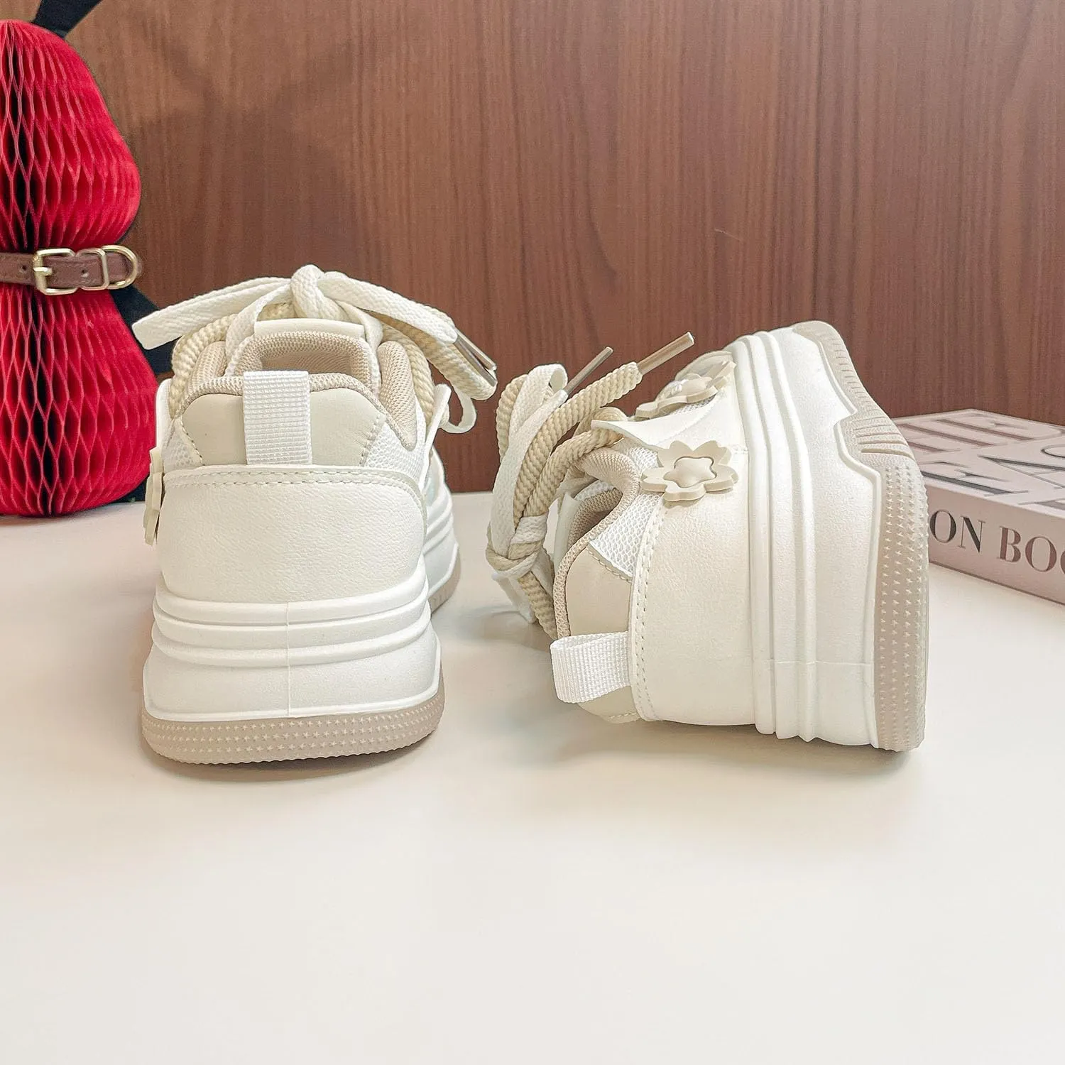 Womens Y2K Breathable Mesh Platform Sneakers College Girls Cute Fashion Campus Lightweight Walking Shoes