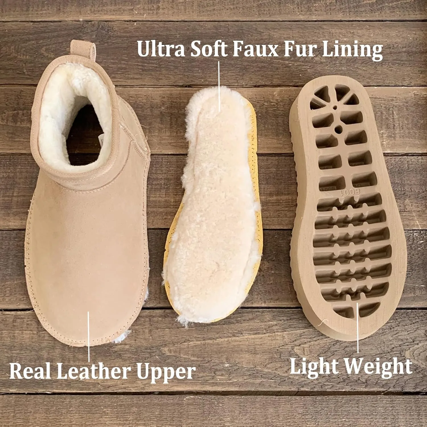 XIXITIAO Platform Wool Lining Mini Boots for Women,Genuine Suede Snow Boots with Memory Foam,Classic Winter Women's Ankle Boots,Water Resistant Short Boots